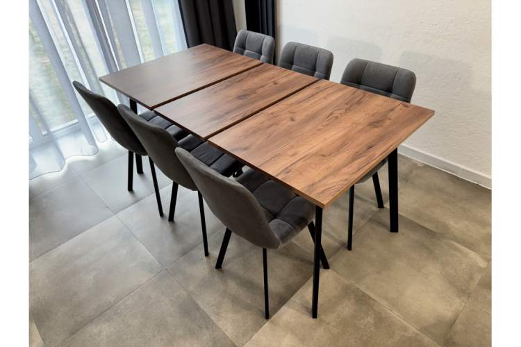 Стол деревянный Кортни 117 (157) x 77 дуб крафт табачный / черный матовый-15