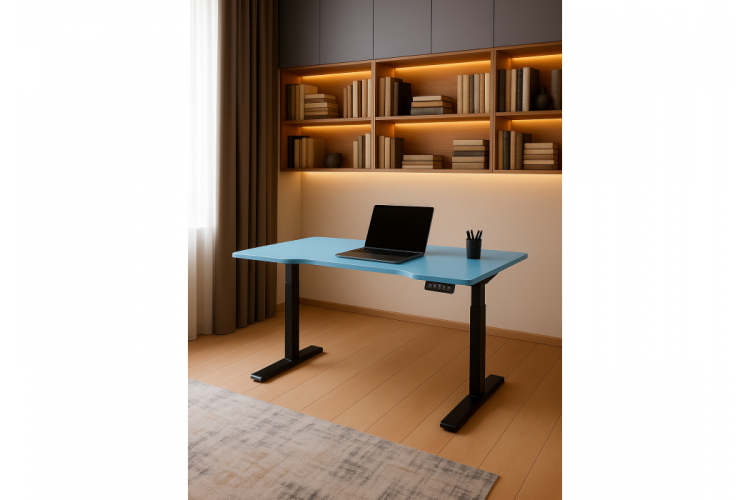 Компьютерный стол Маркос 140х80 голубой / черный-1
