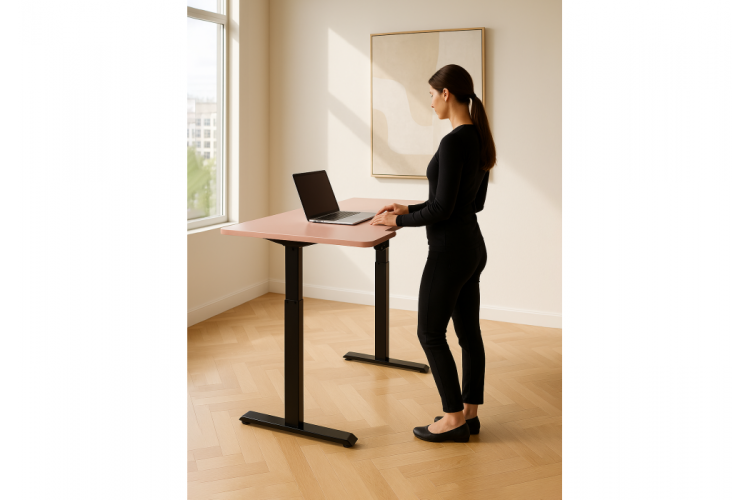 Компьютерный стол Маркос 120х75 розовый / черный-1