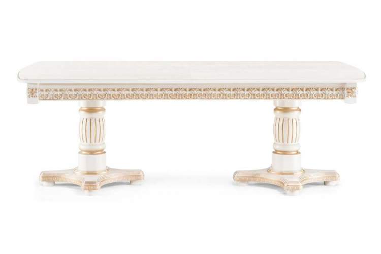 Стол деревянный Морнит 220(320)х110 слоновая кость / золото-1