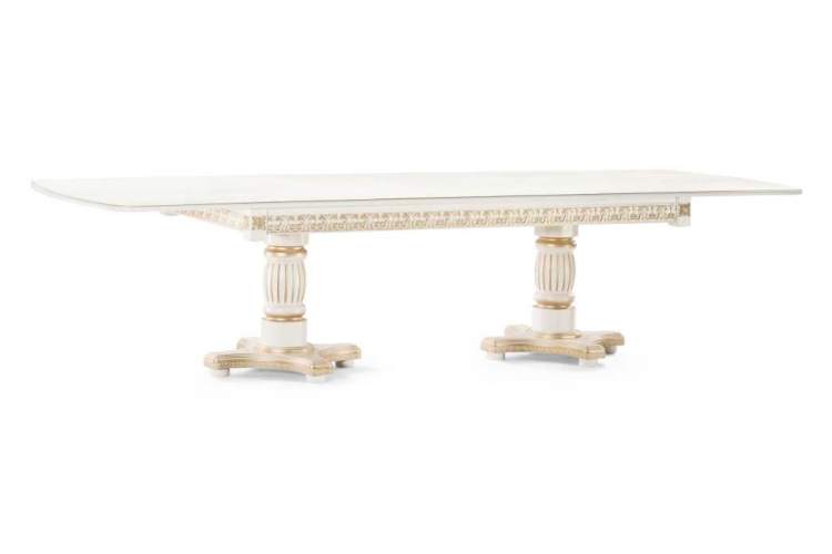 Стол деревянный Морнит 220(320)х110 слоновая кость / золото-2