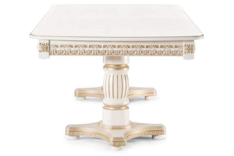 Стол деревянный Морнит 220(320)х110 слоновая кость / золото-3