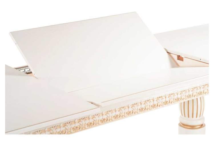 Стол деревянный Морнит 220(320)х110 слоновая кость / золото-4