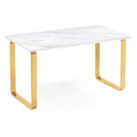 Керамический стол Селена 4 180х90х77 белый мрамор / золото
