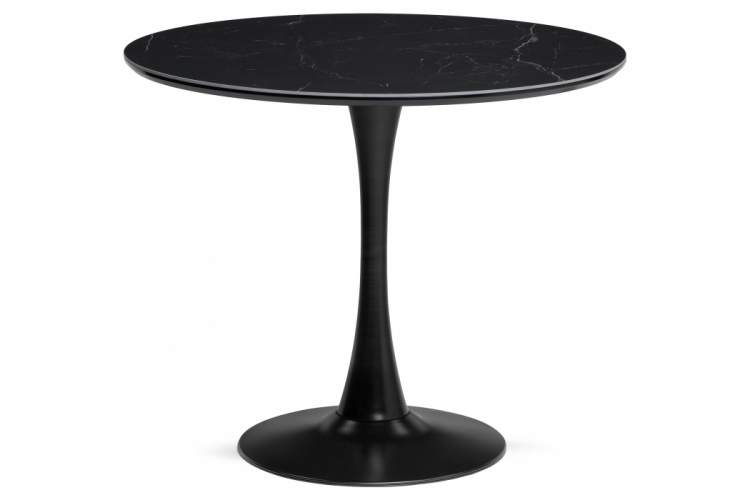 Керамический стол Тулип 90х74 черный мрамор / черный