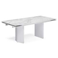 Стол стеклянный Монерон 200(260)х100х77 белый мрамор / белый