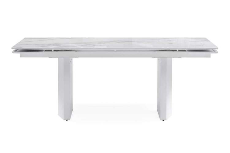 Стол стеклянный Монерон 200(260)х100х77 белый мрамор / белый-1