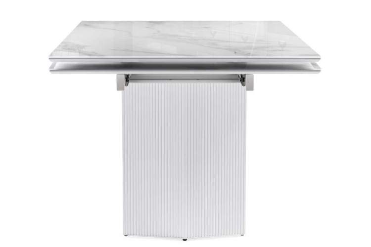 Стол стеклянный Монерон 200(260)х100х77 белый мрамор / белый-3