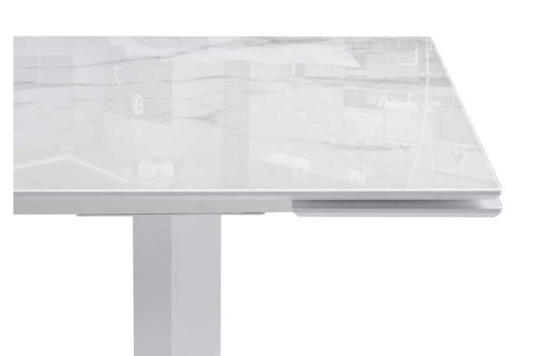 Стол стеклянный Монерон 200(260)х100х77 белый мрамор / белый-6