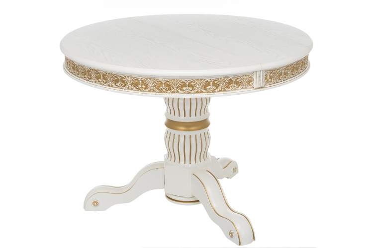 Стол деревянный Лорд молочный / золотая патина