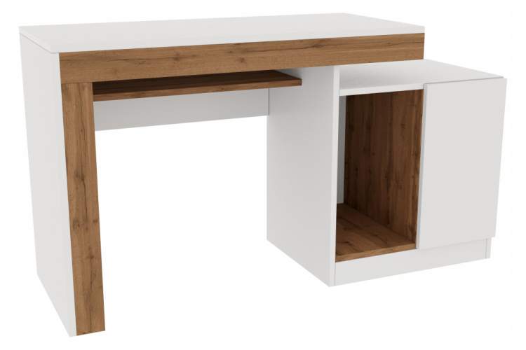 Компьютерный стол Модена белый / дуб вотан