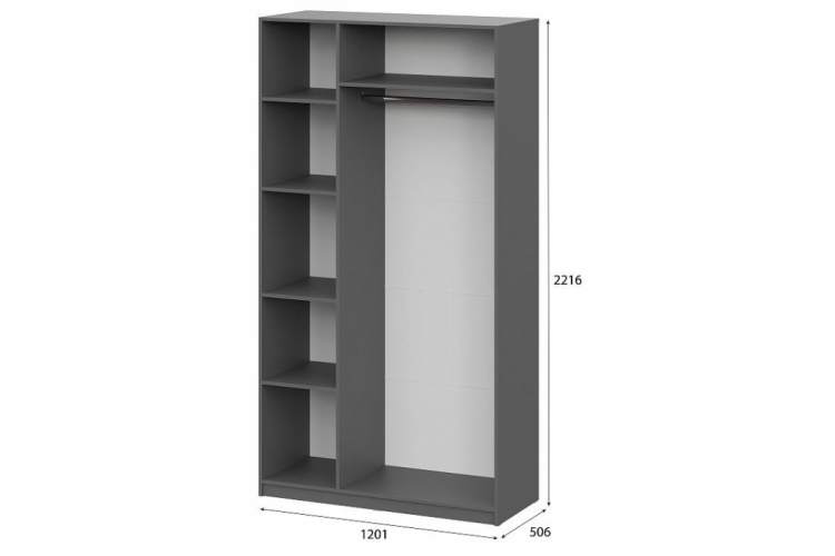 Шкаф Даиго трехстворчатый графит серый-2