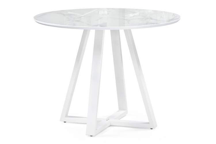 Стол стеклянный Норфолк 100 белый мрамор / белый