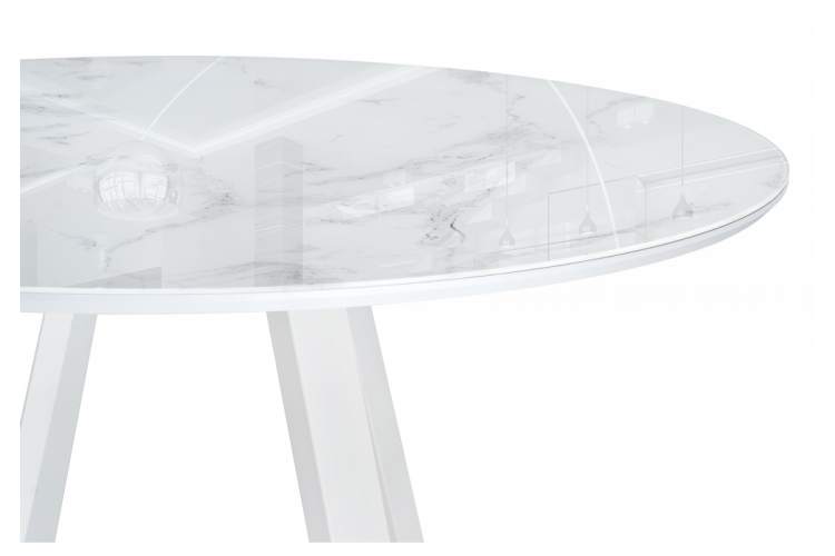 Стол стеклянный Норфолк 100 белый мрамор / белый-3