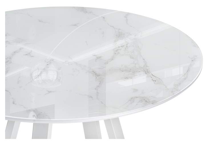 Стол стеклянный Норфолк 100 белый мрамор / белый-4