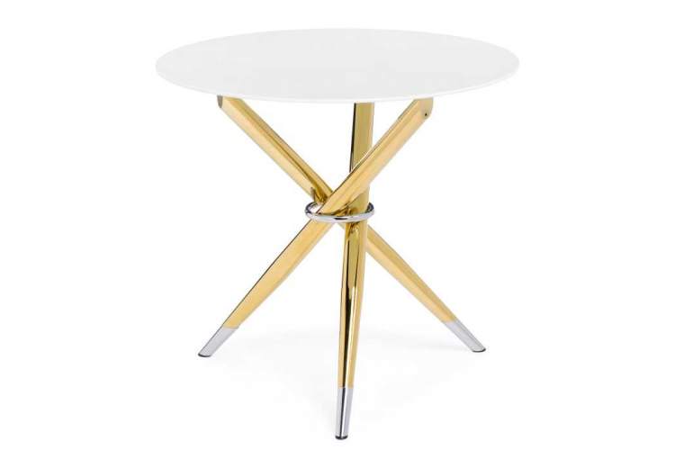 Rock 80х75 white / gold Стол стеклянный