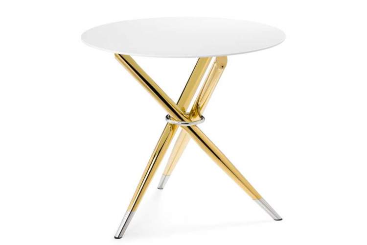 Rock 80х75 white / gold Стол стеклянный-1