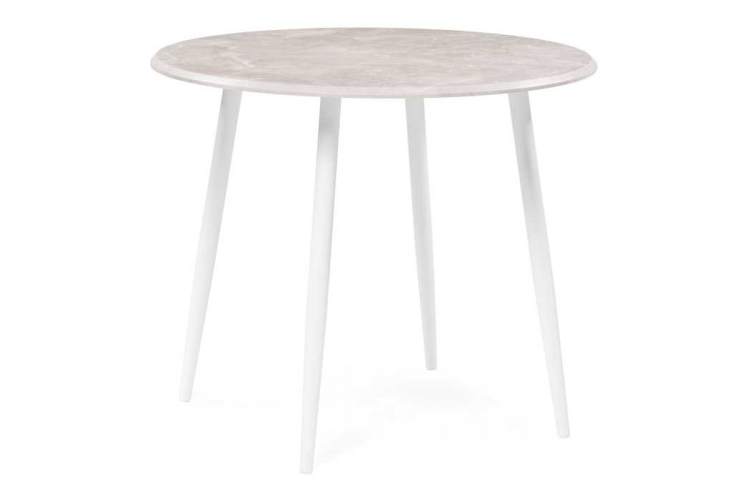 Стол деревянный Абилин 90 мрамор светло-серый / белый матовый