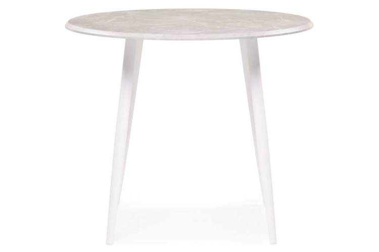 Стол деревянный Абилин 90 мрамор светло-серый / белый матовый-1
