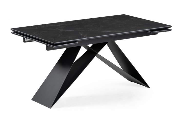 Керамический стол Ноттингем 160(220)х90х79 черный мрамор / черный