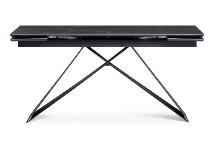 Керамический стол Ноттингем 160(220)х90х79 черный мрамор / черный-2