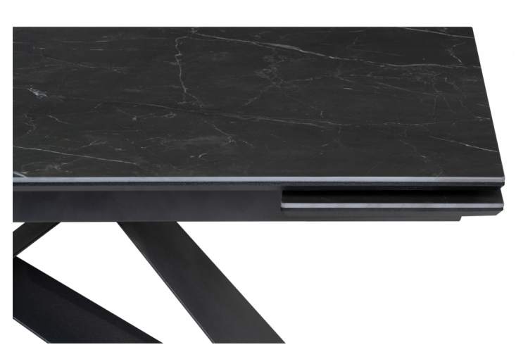 Керамический стол Ноттингем 160(220)х90х79 черный мрамор / черный-7