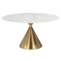 Керамический стол Jaklin 130x73 белый мрамор / сатинированное золото