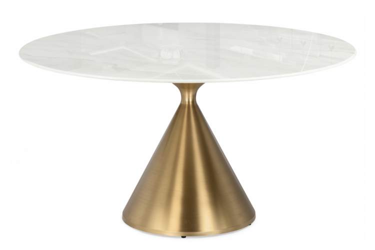 Керамический стол Jaklin 130x73 белый мрамор / сатинированное золото