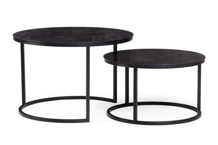 Журнальный стол Плумерия черный мрамор / черный