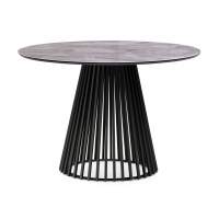 Стол стеклянный Нэнси 110х110х75 серый мрамор / черный