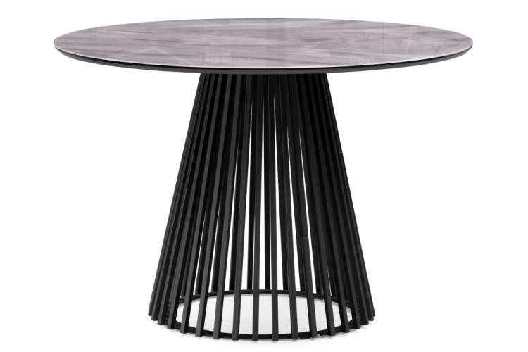 Стол стеклянный Нэнси 110х110х75 серый мрамор / черный