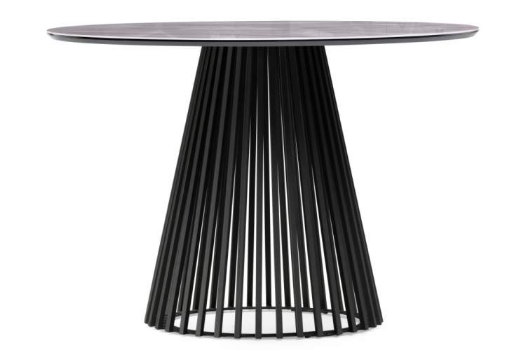 Стол стеклянный Нэнси 110х110х75 серый мрамор / черный-2