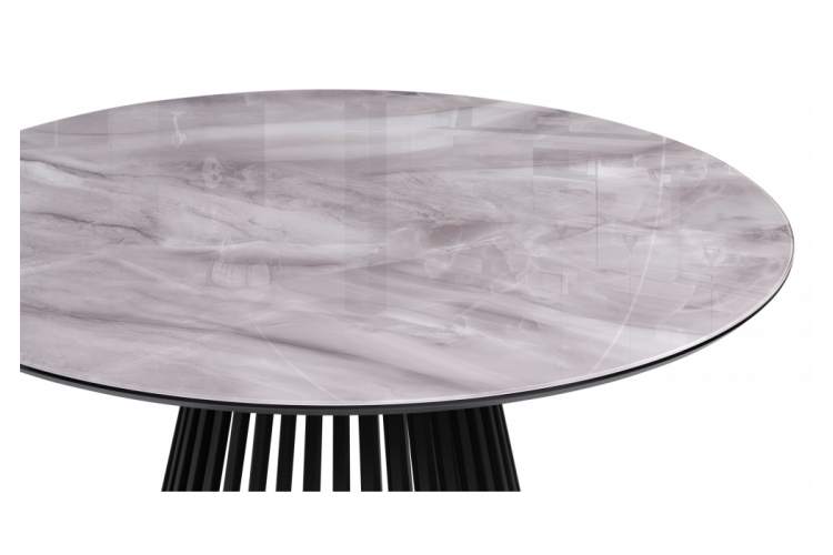 Стол стеклянный Нэнси 110х110х75 серый мрамор / черный-3