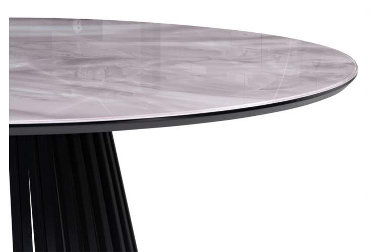 Стол стеклянный Нэнси 110х110х75 серый мрамор / черный-4