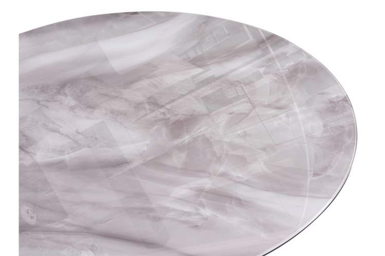 Стол стеклянный Нэнси 110х110х75 серый мрамор / черный-5