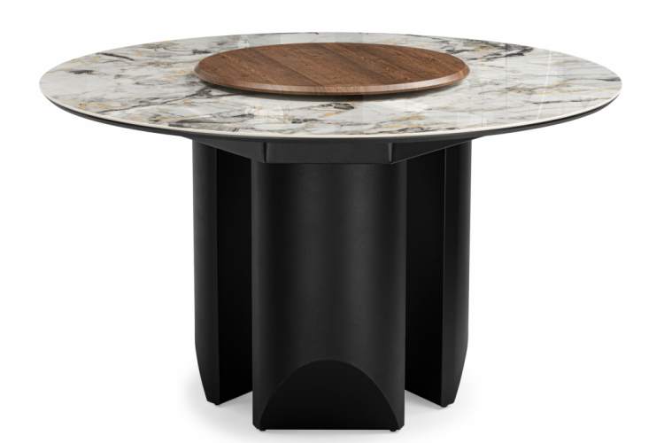 Керамический стол Иган 137 орех кантри / arctic ocean / черный