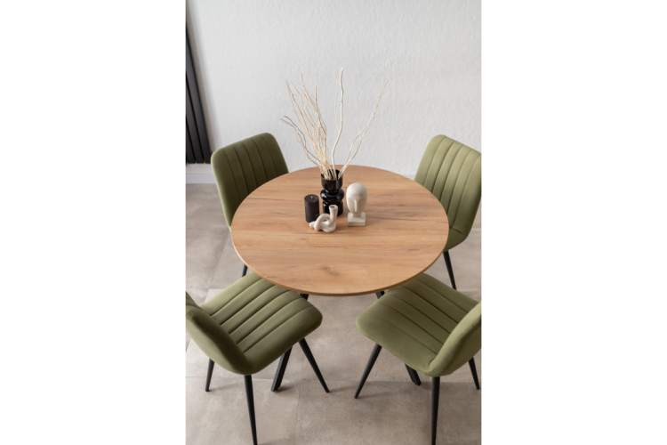 Стол деревянный Курт 90 / 130 дуб крафт золотой / черный матовый-8