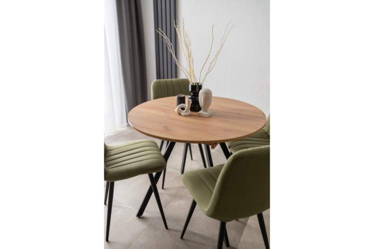 Стол деревянный Курт 90 / 130 дуб крафт золотой / черный матовый-9