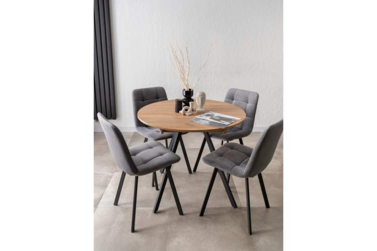 Стол деревянный Курт 90 / 130 дуб крафт золотой / черный матовый-11