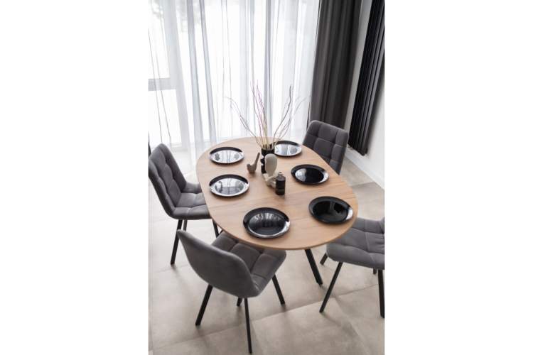 Стол деревянный Курт 90 / 130 дуб крафт золотой / черный матовый-13