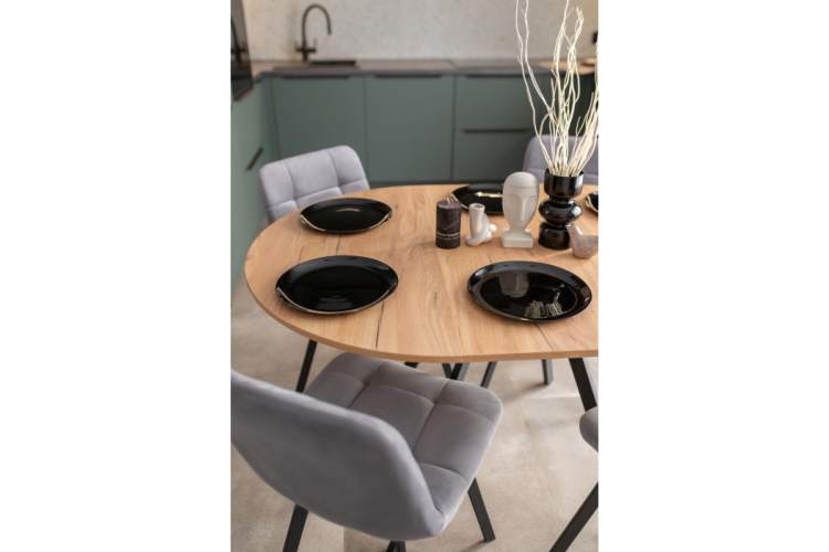 Стол деревянный Курт 90 / 130 дуб крафт золотой / черный матовый-14