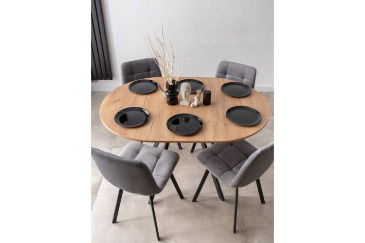 Стол деревянный Курт 90 / 130 дуб крафт золотой / черный матовый-15