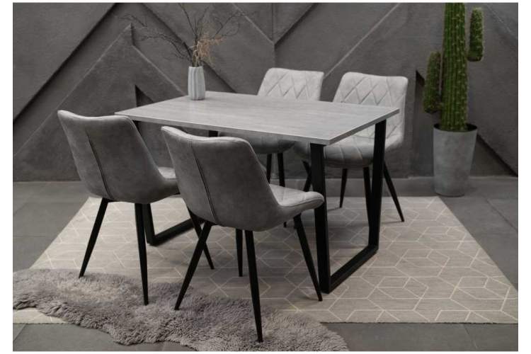 Лота Лофт 140 25 мм черный матовый / бетон Стол деревянный-7