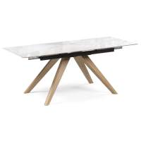 Керамический стол Морсби 140(200)х80х80 statuario cara / дуб монтана