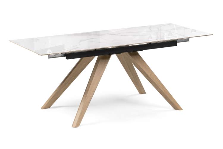 Керамический стол Морсби 140(200)х80х80 statuario cara / дуб монтана