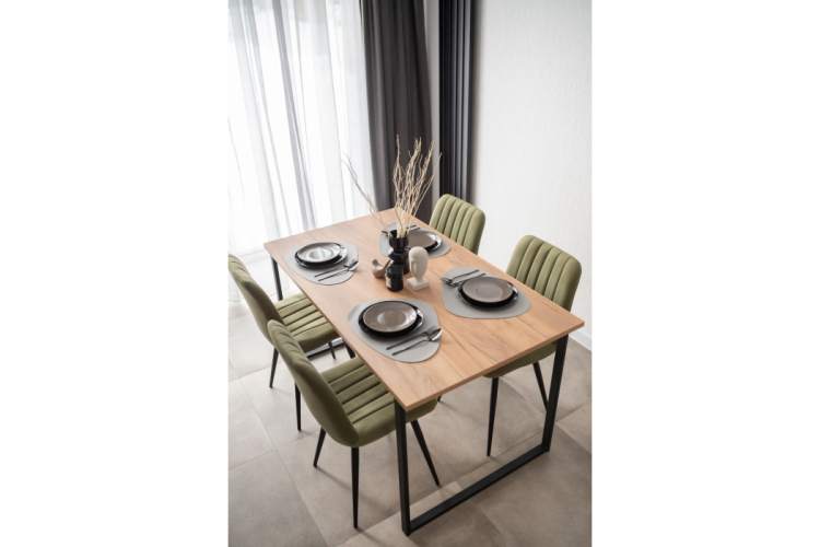 Стол деревянный Лиман 140 х 80 дуб крафт золотой / черный матовый-2