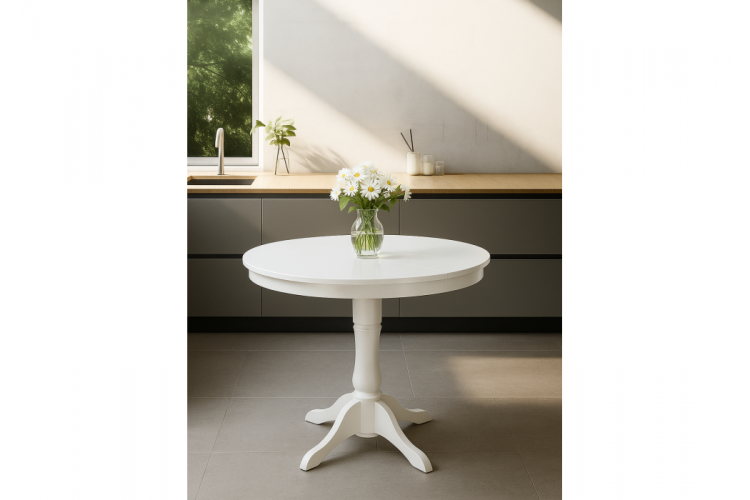 Стол деревянный Амадей 90(130)x90 белый матовый-1