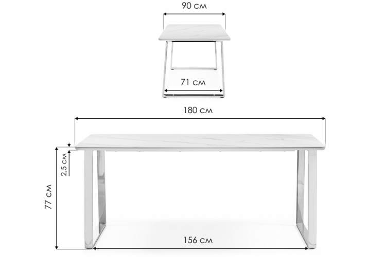 Керамический стол Селена 2 180х90 черный мрамор / золото-1