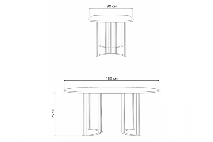 Стол деревянный Хьюго О 180 х 90 белая шагрень пленка / черные ноги-3