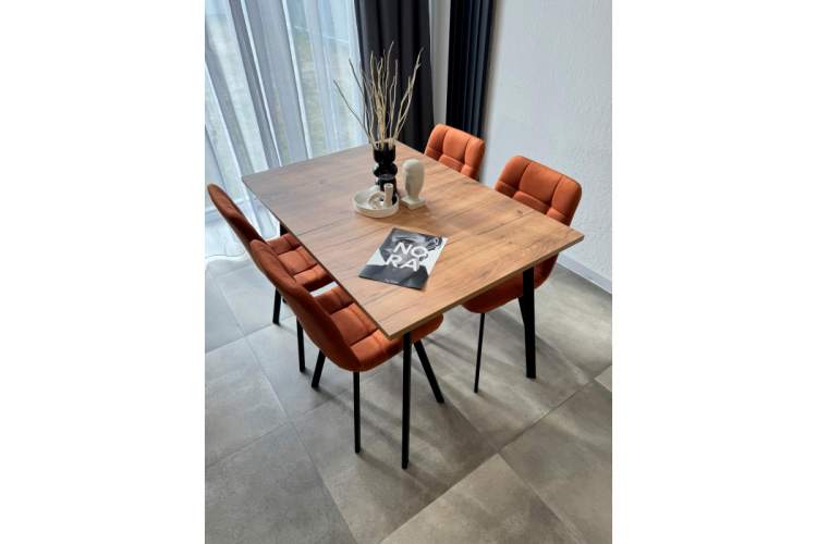 Стол деревянный Кортни 117 (157) x 77 дуб крафт золотой / черный матовый-3